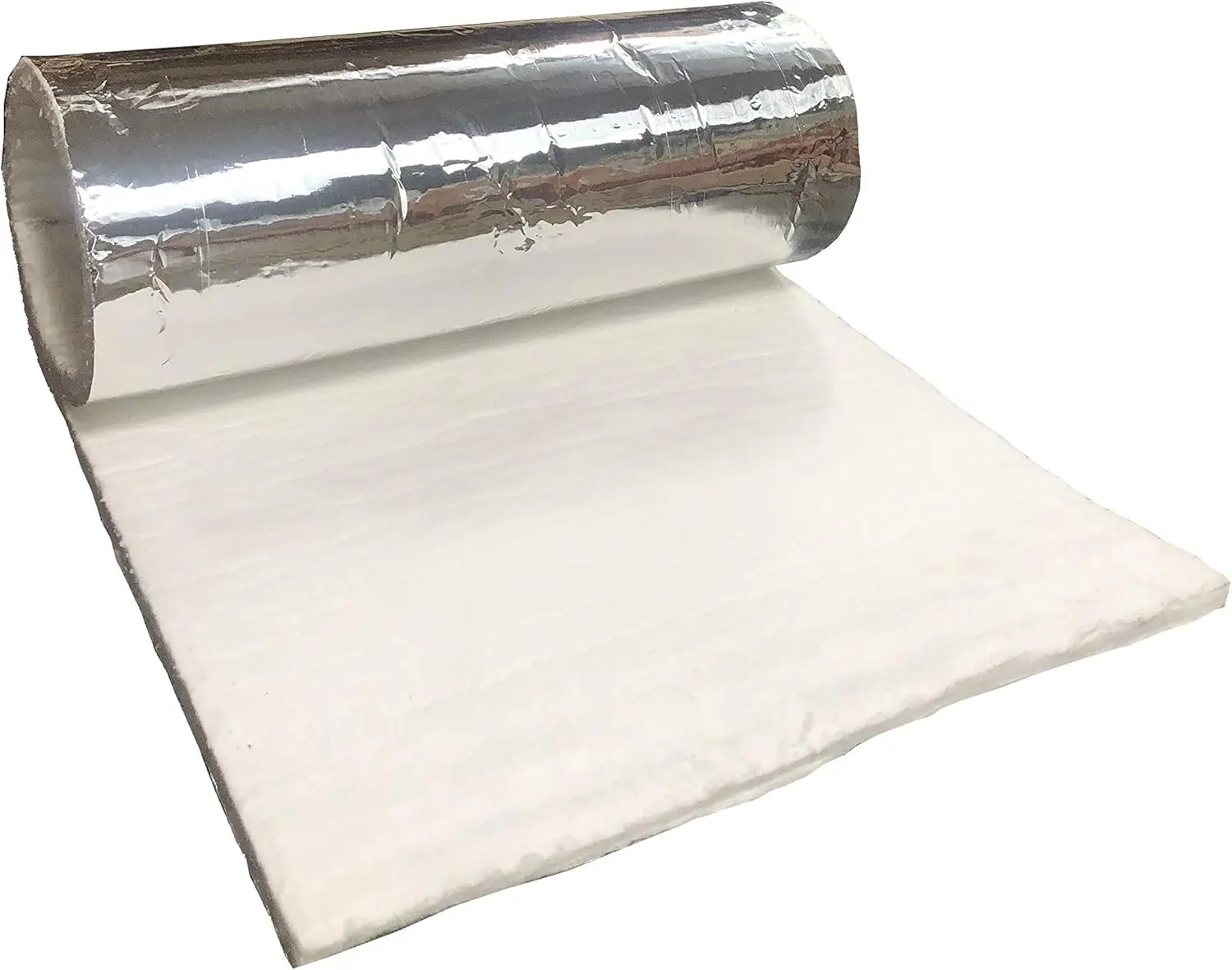 3180 Blanket with Aluminum Foil Facing, 8 LB Density, 1/2" x 24" x 60" (5'), 2300°F High Temperature Insulation for Kiln Stove Furnace Glass Fusing Pizza Oven