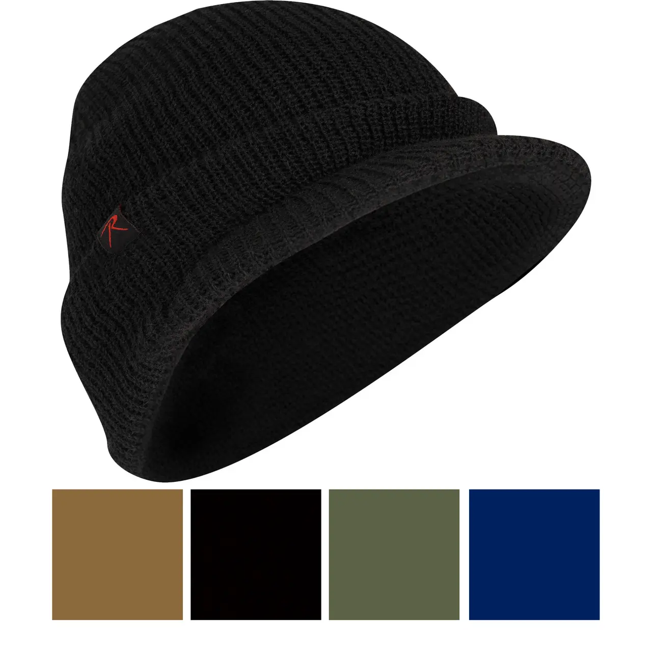 Rothco Unisex 100% Wool Jeep Watch Cap - Visor Brim Beanie, 1 Size Military Look Winter Hat for Outdoor Hiking/Light Outdoor Activities, One Size