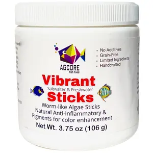 Vibrant Sticks 3.75 oz - Sinking Worm-like Algae Red Mini-Sticks with Natural Pigments for Color Enhancement, Saltwater and Freshwater Fish Food