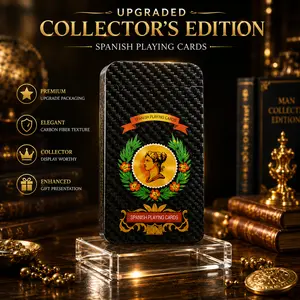 Spanish Playing Cards – Original Cartas Españolas, Baraja Española, Waterproof Briscas Cards, Puerto Rico, Mexican Plastic Deck, Black