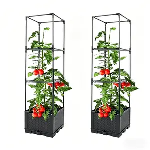 Elevated Garden Bed Planter Box, Self-Watering Tomato Planter, Indoor Climbing Vegetable Plant Pot, Outdoor Tomato Cage