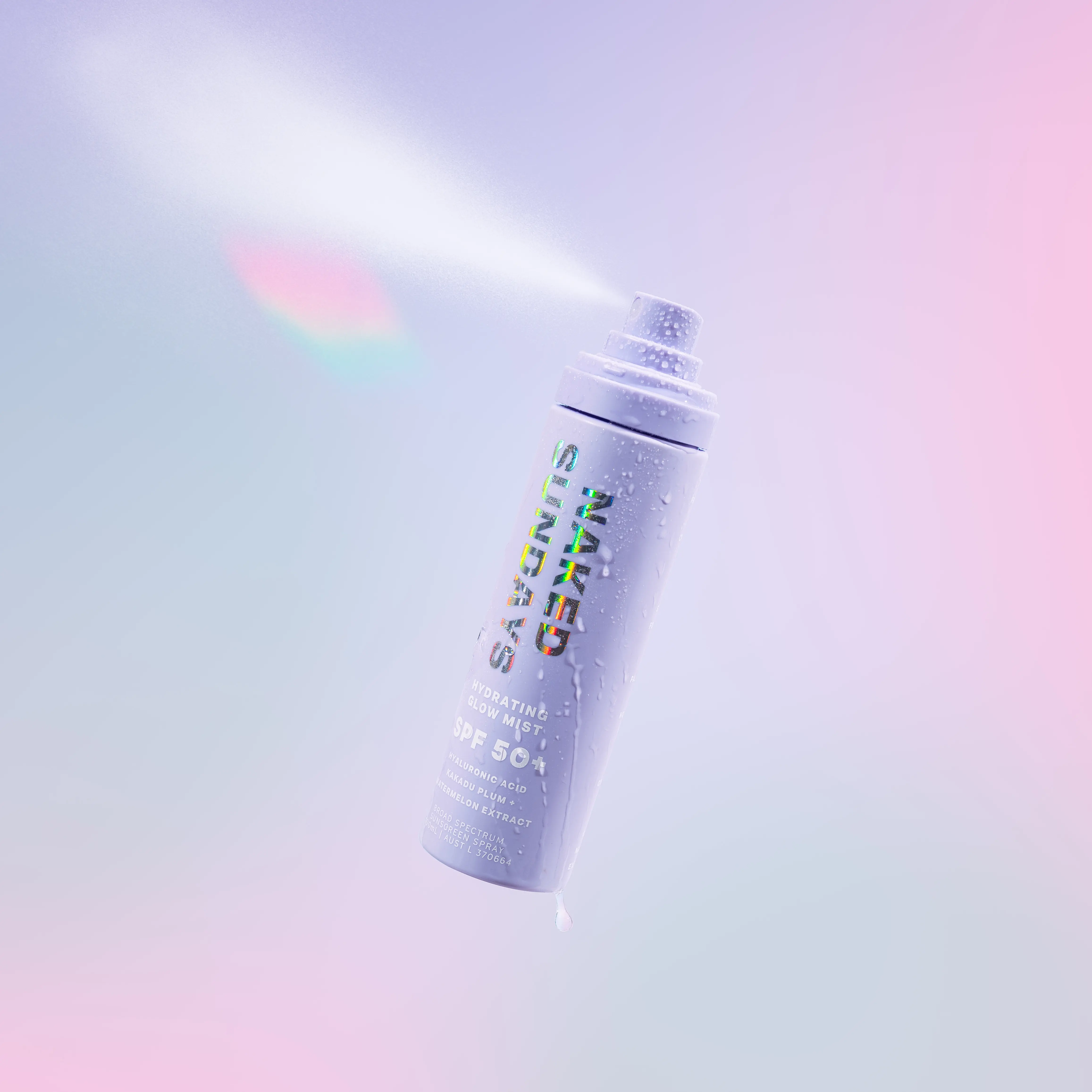 Naked Sundays SPF50+ Hydrating Glow Mist Setting Spray Sunscreen Infused with Hyaluronic Acid & Watermelon Extract for Glass Skin Glow