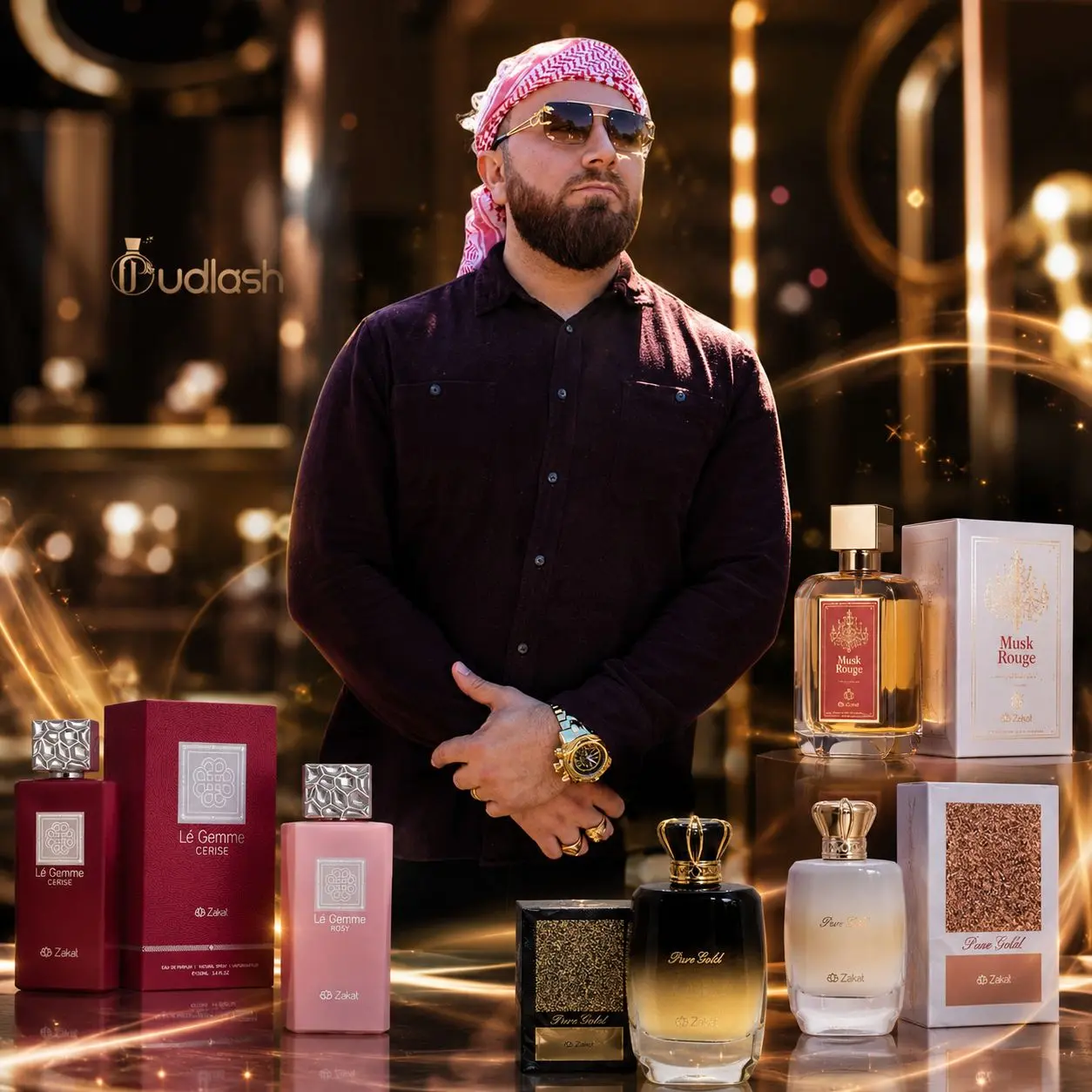 Habibi Bundle | Zakat Le Gemme Rose + Cerise + Zakat Rose Gold + Pure Gold + Grandeur Elite Musk Rouge | Unisex Fragrance | 100 ML 3.4 OZ | Eau De Parfum | Oakmoss - Saffron & Agarwood