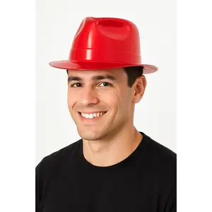 Bold Red Shiny Fedora Hat - Costume Accessory