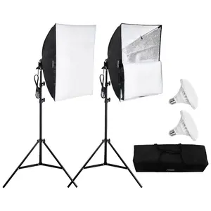 VEVOR Softbox Lighting Kit, 24x 24, Professional Softbox with 30W 5500K LED Bulbs, Close to Natural Daylight, Adjustable Tripod Stand, Studio Lights for Photography, Vedio Recording, Live Streaming