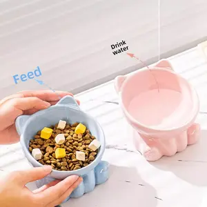Ceramic high and low bowls are suitable for cats and dogs protecting the cervical spine and promoting healthy and safe eating and drinking Reduce cervical pressure on pets