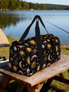 Ramadan-1pc Celestial Hearts and Gems Travel bag Top Handle, Outdoor Luggage Storage Bag, Women's Yoga Travel Bag, with Shoulder Strap, Trendy Outdoor Luggage, Large Capacity for Getaways, Traveling Bag