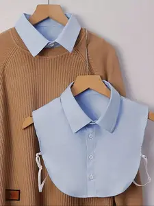 Women's Fashion Detachable Shirt Collar, Pointed Turnover Collar, Buttoned Collared, Anti-Slip Design, Versatile Decoration, All Seasons, Polyester Knitwear