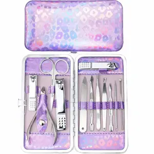 Nail Clippers Kit Manicure Pedicure Set with Holographic Case