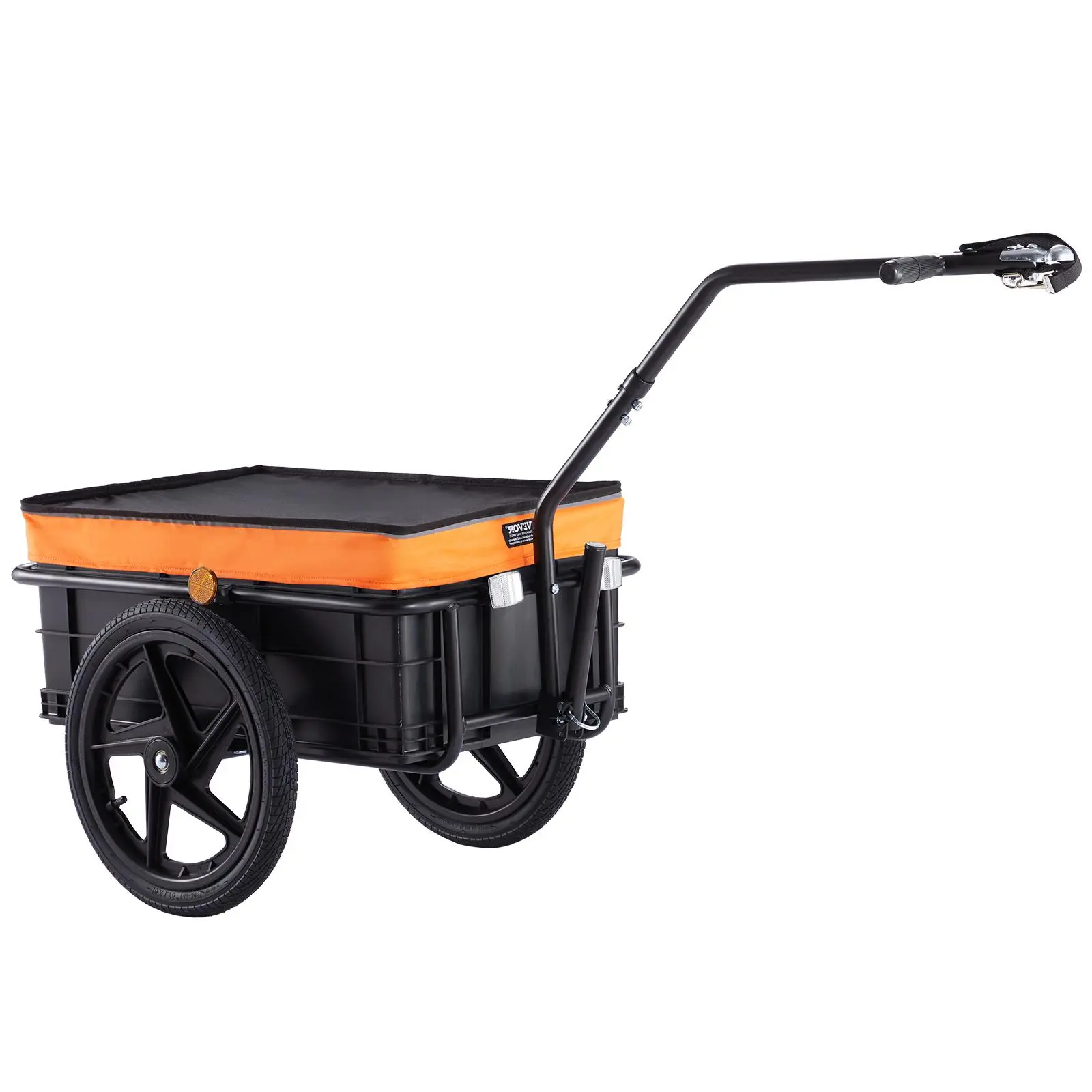 VEVOR Outdoor Heavy-Duty Steel Frame Bicycle Cargo Trailer Kit, 88 lbs Load Capacity, Foldable Portable Compact Storage, Universal Hitch, Waterproof Cover, 16" Wheels, 1.75" Tires, Safe Reflectors, Fits 24"-28" Bike Wheels, All-Terrain Trolley, 24-28 Inch