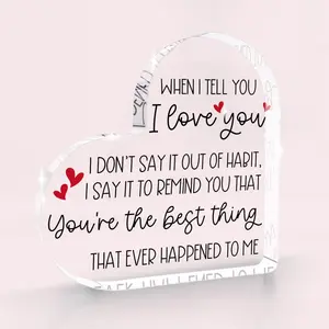 I Love You Gifts for Her,I Love You Sign,Valentine's Day Gift,Sweetest Day Gifts,Birthday Wedding Anniversary Keepsake Loving Acrylic Heart Sign Gift form Wife Husband Girlfriend Boyfriend