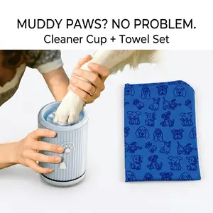 2pcs Dog Paw Cleaner and Pet Towel Set, Paws Cleaner, Soft Silicone Material, Non-Damaging, Ideal for All Dog Sizes, Perfect for Outdoor Play