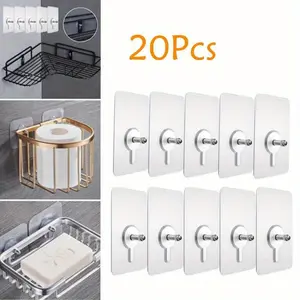 Screw Hook 20pcs Hanger Transparent Wall Hook For Picture Self Adhesive Door Wall Hanger Hooks Wall Picture Hanger Wall Hanging Adhesive Wall Screw Sticker Wall Hanging Fastener