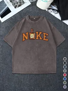 Men's Regular Fit Nose Print Round Neck Graphic Tee, Vintage Trendy Casual Short Sleeve T-shirt for Daily Wear, Men's Summer Outfit, Top