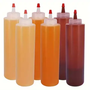 3/6/8pcs Plastic Squeeze Condiment Bottles for Tomato Sauce & Salad Dressing, Easy-To-Squeeze Dispenser for Kitchen & Restaurant Use
