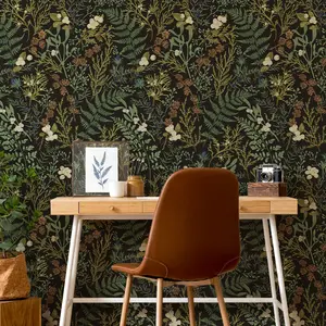 Vintage Plant Floral Self-Adhesive Wallpaper, DIY Peel and Stick Removable Waterproof, Home Decor for Living Room, Bedroom, Wardrobe, Vintage Floral Design