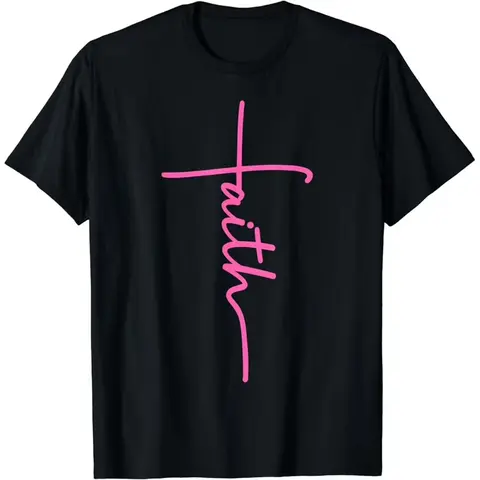 Cotton Unisex Christian Faith Cross Hot Pink Believers Christians Gift T-Shirt Christ Christian Tops Casual Top