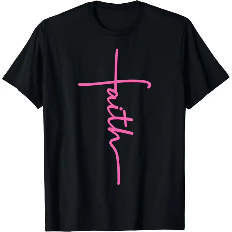 Cotton Unisex Christian Faith Cross Hot Pink Believers Christians Gift T-Shirt Christ Christian Tops Casual Top