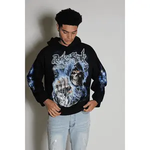 Kovari Black Rhinestone Oversized Hoodie