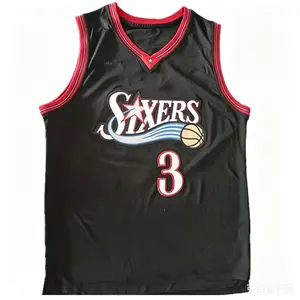 Casual V-Neck Basketball Jersey, Vintage Sixers 3 Number Print Sleeveless Tank, Lightweight Sportswear for Fans, Athletes and Streetwear Lovers