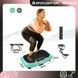 HOTWAVE Vibration Plate Exercise Machine for Whole Body Workout, Home Fitness Platform with Resistance Bands & Remote, Compact Design for Home Gym