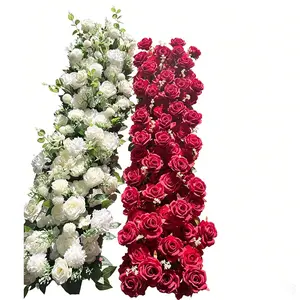 Realistic Rose Flower Column Decor, Wedding Ceremony Floral Arrangement, Artificial Flowers, Event Stage Background Decoration