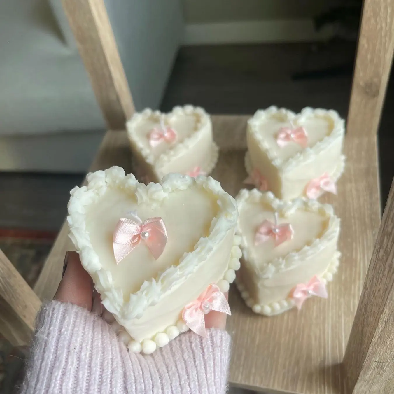 Coquette Cake Candles with Bows - Decorative Candle - Ornaments Cozy Vanilla