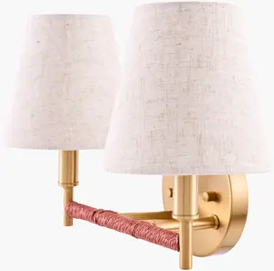 Rich Orange Modern Wall Sconce with linen details for hallway or bedroom lighting