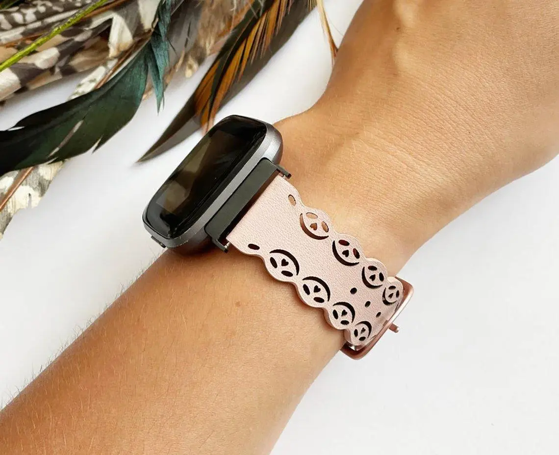 Rose Pink Leather Band for Fitbit Versa 2 Fitbit Lite