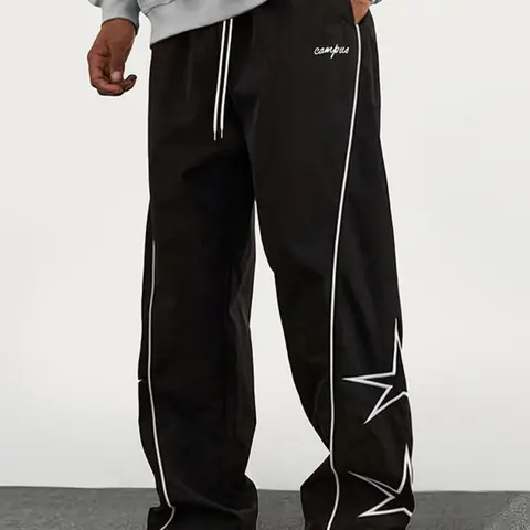Men's Summer Loose-Fit Sports Pants, Athletic Casual Trousers, Casual Sport Trousers, Lightweight Soft Fabric, Side Stripes with Decorative Strips, Comfortable Casual Sportswear, Soft Comfy Sweatpants, Athletic Bottoms, Lightweight Gymwear