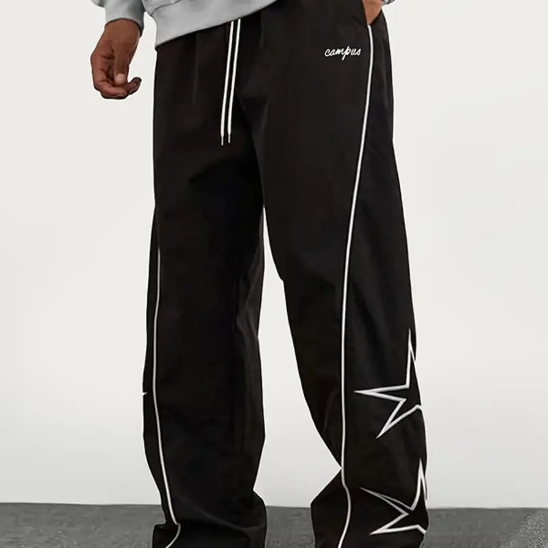Men's Summer Loose-Fit Sports Pants, Athletic Casual Trousers, Casual Sport Trousers, Lightweight Soft Fabric, Side Stripes with Decorative Strips, Comfortable Casual Sportswear, Soft Comfy Sweatpants, Athletic Bottoms, Lightweight Gymwear