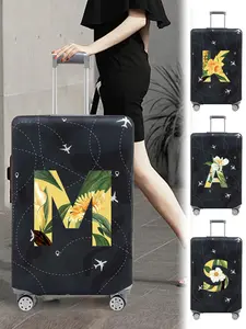 Letter Pattern Luggage Cover, Stretch Luggage Protector, Baggage Dust Case Cover, Travel Organizer for 18-32 Inch Suitcase