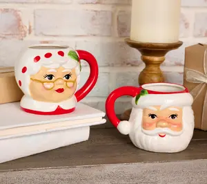 Mr. Christmas (2) Oversized 20-ounce Santa Mugs with Gift Bags Mr. Christmas (2) Oversized 20-ounce Santa Mugs with Gift Bags
