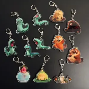 Funny Green Lizard Beaver Keychain Hanging Ornament for Bags Cartoon Anime Keychain Party Favors Acrylic Keychain Kids Gift
