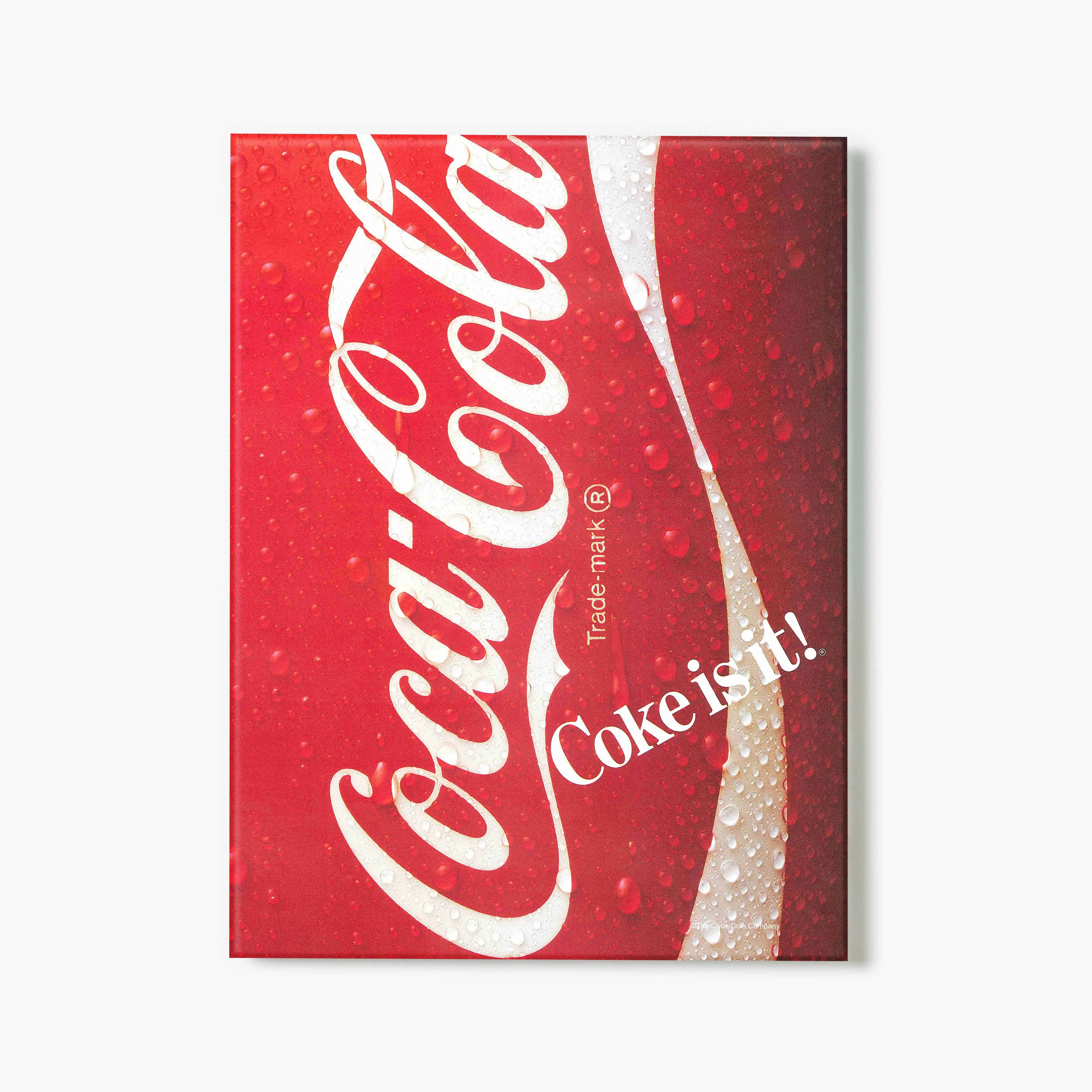 FRACTURE Coca-Cola Nostalgia Can Decorative Glass Print, Vintage Decor American Themed Graphic Quote Glass Panel Print for Home Decor, Graphic Quote Prints