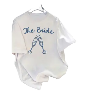 The Bride Graphic Tee Women Short Sleeve Crewneck Oversized Loose Fit Soft Cotton T Shirt Casual Wedding Weekend Bachelorette Bridal Shower Honeymoon Outfit Top