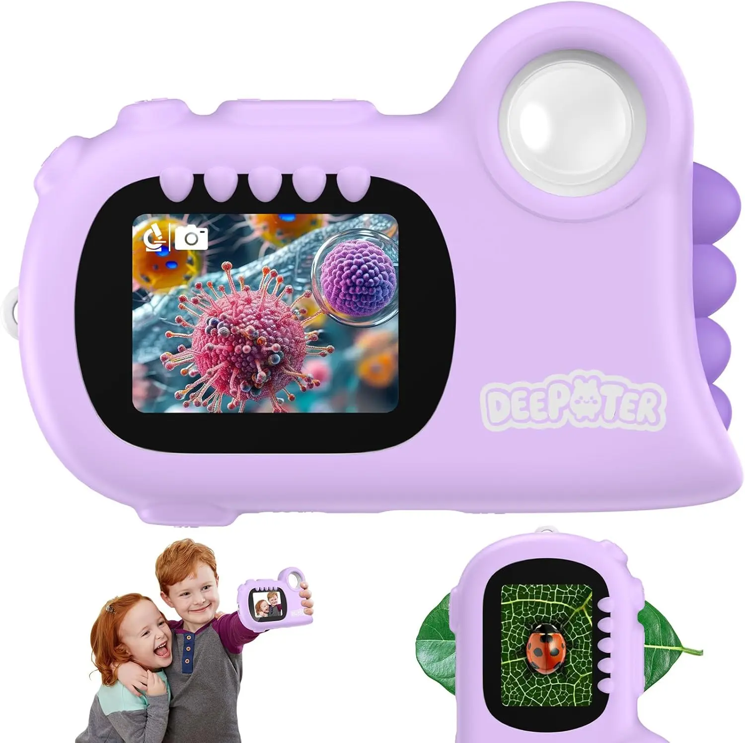 2 in 1 Microscope for Kids & Video Camera, Deepoter 1000X Digital Microscope with 2.0" Screen, Portable Handheld Kids Camera Toys, STEM Educational Science Kit Gifts for 3-12 Age Years Old Boys Girls