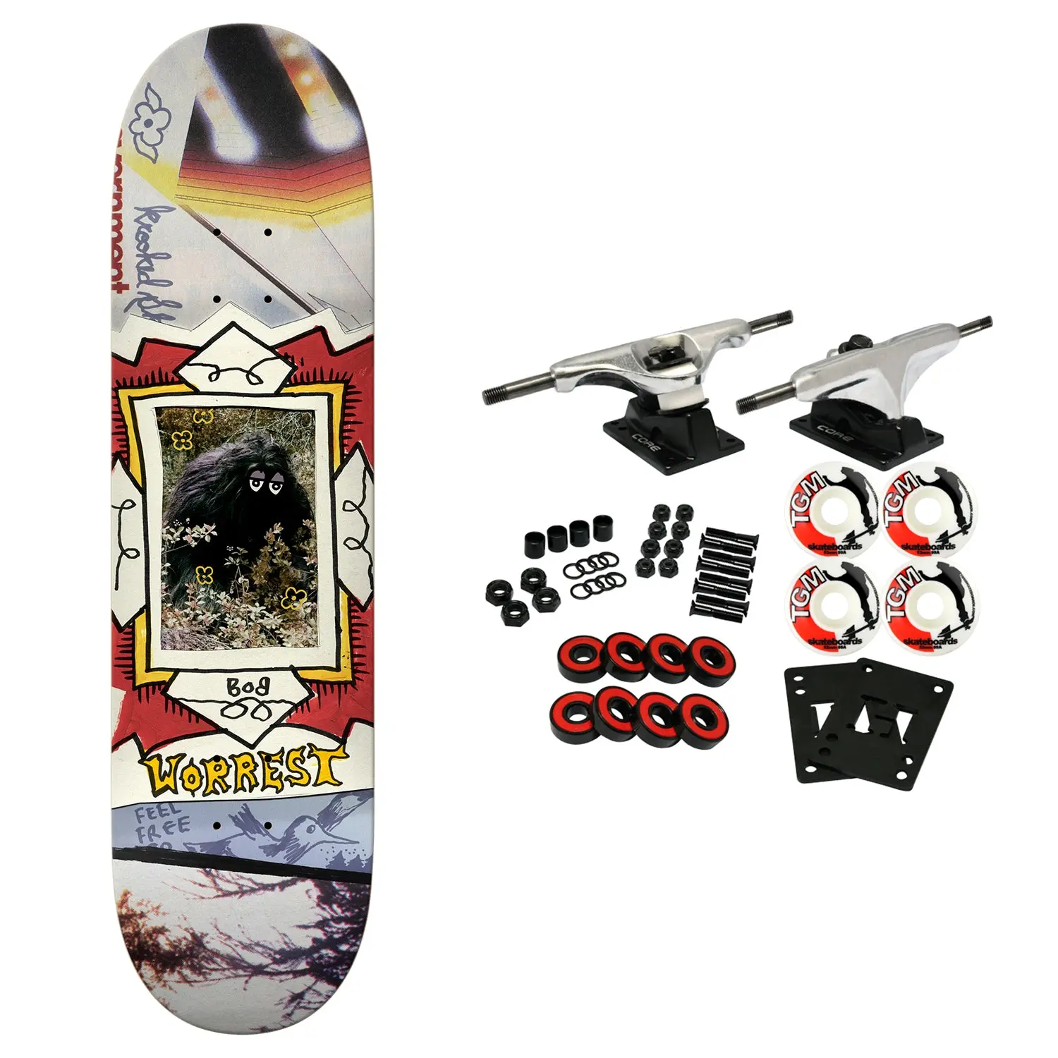 Krooked Skateboard Complete Worrest Big Foot Twin Tail Slick 8.3" x 31.9"