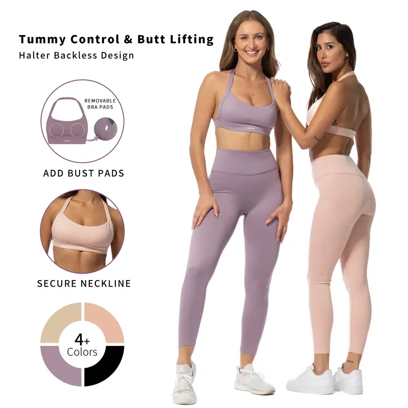 SHAFITS Women's 2-Piece Fitness Set - Padded Stretchy Sports Bra & High Waist Leggings, Sports Slim Fit, All Seasons Matching Workout Wear, Yoga Outfit Set for Yoga & Gym, Seamless Solid Athletic Casual Clothing, Gym Gifts,sohochic