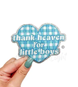 Thank Heaven For Little Boys Blue Checkered Sequin Patch