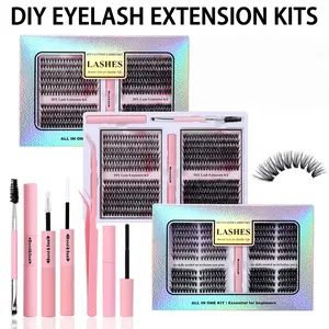DIY Lashes 480pcs Individual Cluster Lash Extensions 30D-60D Volume Matte Black Korean PBT Material 0.07mm Thickness Mix Length 10-16mm Fluffy At-Home Application