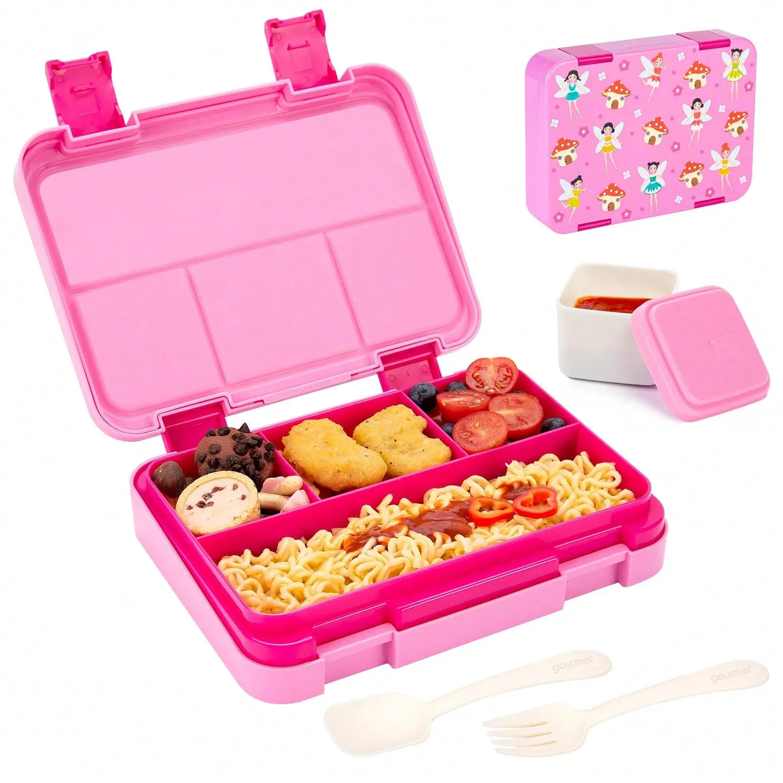 Student Partitioned Sealed Fruit Salad Box, Office Lunchbox, Takeout Lunchbox, Large Capacity Partitioned Lunchbox with Utensils, Plastic Lunch Box