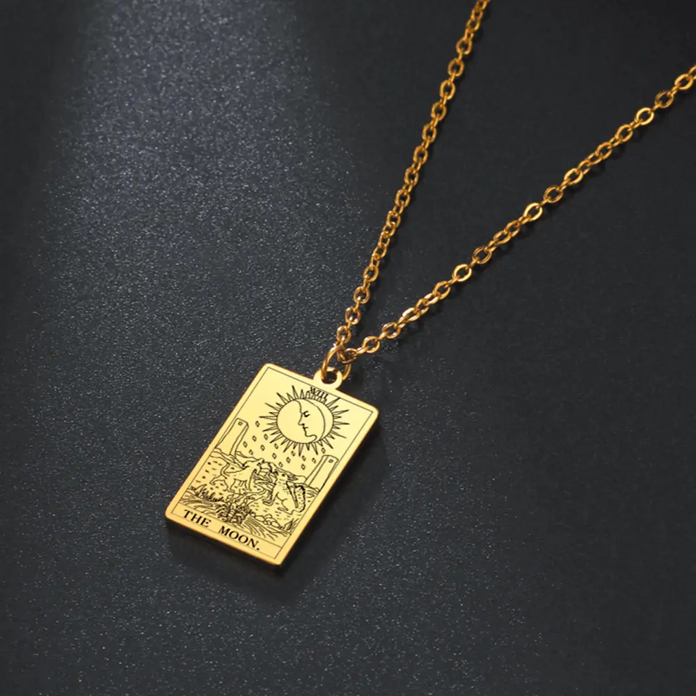 JEWEL-4U - LIKGREAT Tarot Card Necklace Major Arcana Tarots Stainless Steel Necklaces nation Jewelry Birthday Gift for Women Men