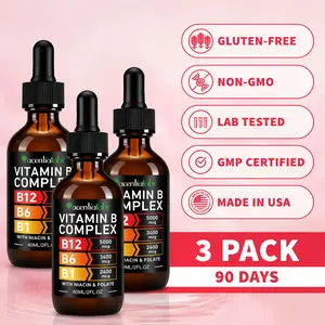 Acentiallabs Organic Edible Gluten Free High Dose Vitamin B12 Supplements 3-Pack - 5000mcg Quick-Absorb 492g Liquid Energy Drops, Raspberry Flavor, Boost Energy, USA Made summervibes