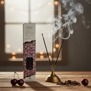 Black Cherry Incense Sticks - 40 Aromatic Sticks for Home Fragrance & Aromatherapy - Ideal for Relaxation in Living Rooms & Bedrooms