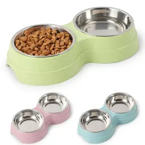 Double Pet Bowl Set for Dogs & Cats | Stainless Steel Food & Water Feeder