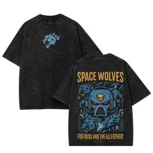 Warhammer 40K New Vintage Washed Tee Retro Oversized T-Shirts Inspired by Iconic Factions and Heroes, Premium Heavy Cotton, Perfect for Wargame Fans, Sci-Fi Lovers, Unisex Oversized Fit, Heavyweight Cotton, Grimdark Sci-Fi Streetwear Menswear gamer
