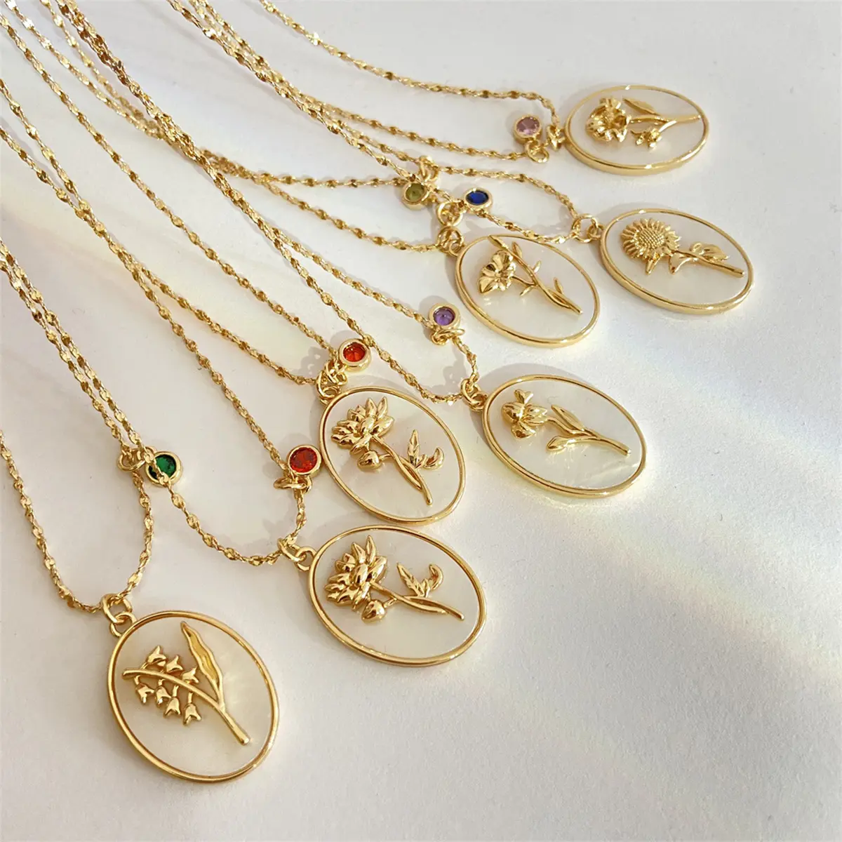 Pearl Birth Month Flower Necklace for woman with Birthstone Pendant, Flower Happy Birthday Jewelry Gift for Mom, Sister, Wife, Grandmother, Friends, Family