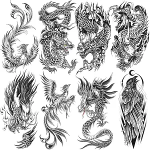 Dragon Phoenix Temporary Tattoo Stickers, Waterproof Long-Lasting Body Art, Unisex Arm Leg Tattoos, Daily Party Decoration