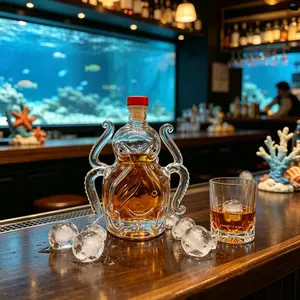 Octopus Shaped Whiskey Decanter 350ML, Unique Glass Liquor Bottle, Cute Octopus Design Barware, Perfect Gift for Whiskey Lovers